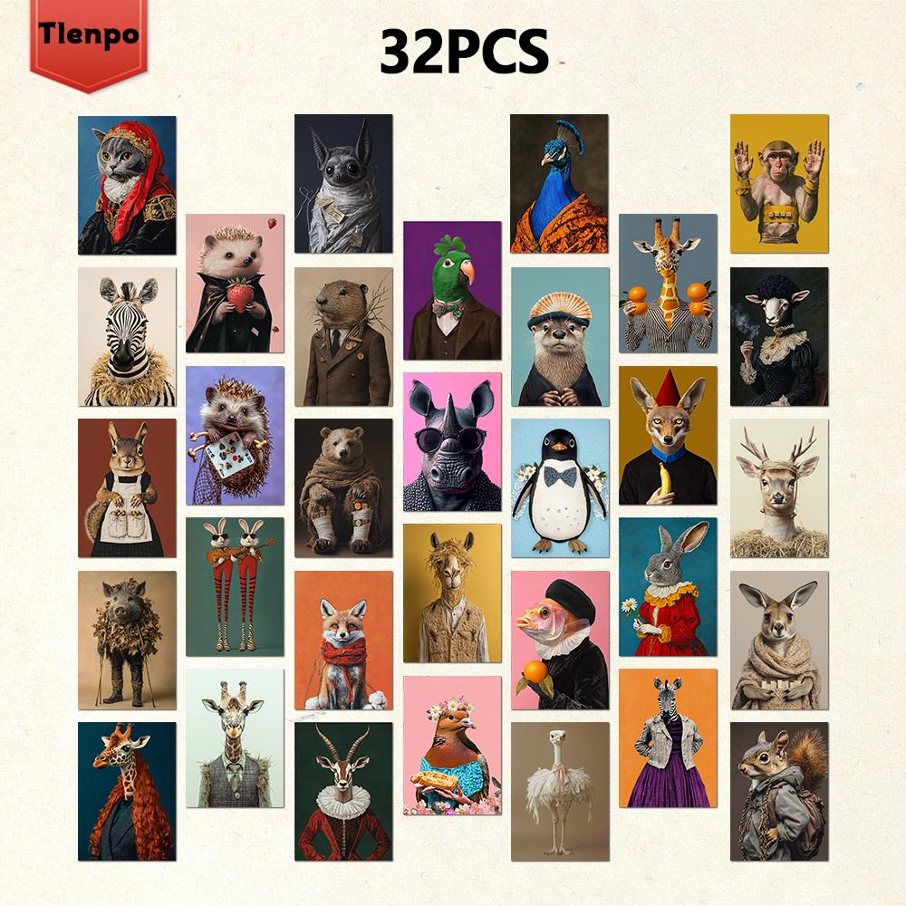 

32pcs, Creative Animal World Postcards, Birthday/Anniversary Gifts, Collectibles, Suitable for Gift Giving, Can Be Mailed.