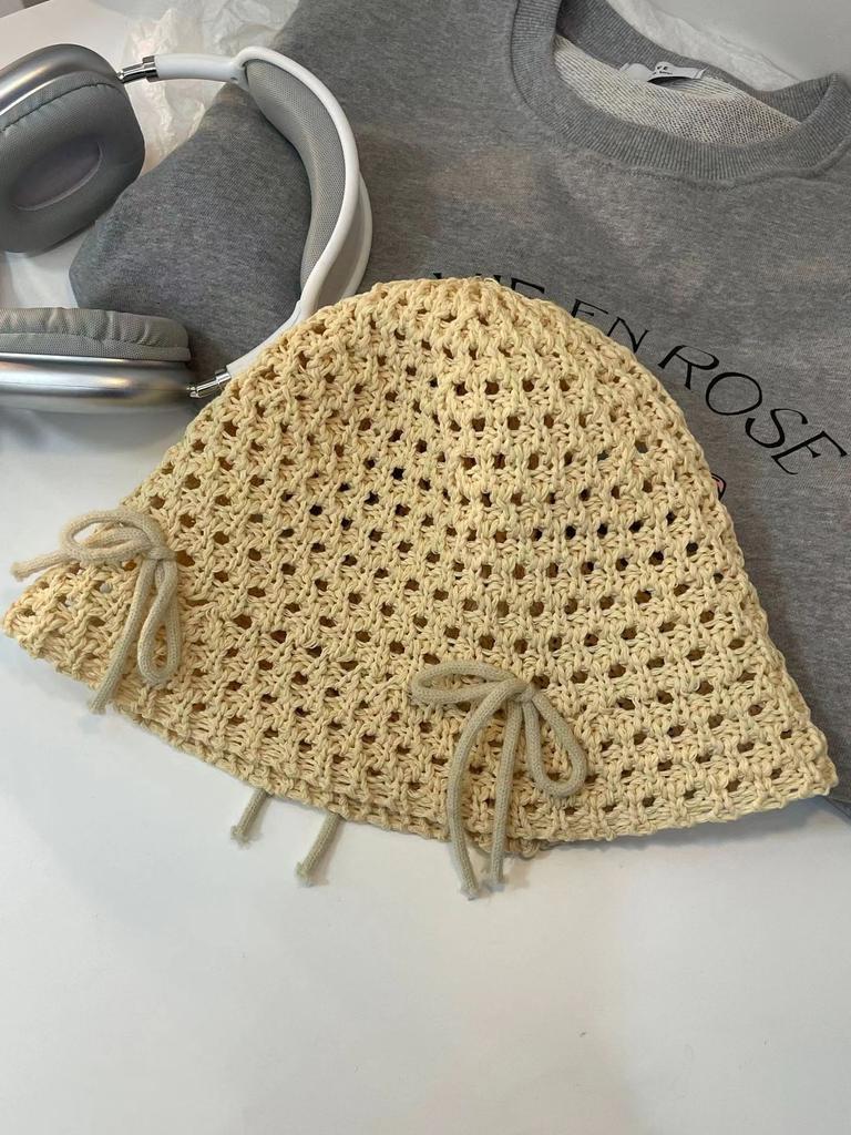 Summer new sun hat women's South Korea Dongdaemun weaving hollowed out after split fork sun protection hat fisherman hat children