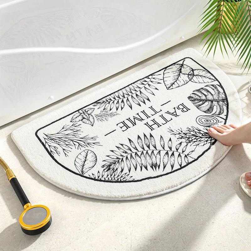 

Semicircle Prints Bath Mat Absorbent Non-slip Carpets Shower Room Floor Mats Bathroom Entrance Doormats Bedroom Rugs Home Decor 50X80CM