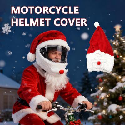 Christmas Motorcycle Helmet Cover Santa Claus Plush Helmet Cap For Motorcycle Rider Christmas Party Decoration Accessories