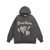 Graffiti Letter Foam Fleece Baggy Sweatshirts Męskie Oversize High Street Casual Hooded Hoodie Unisex Pullover Loose Hoody