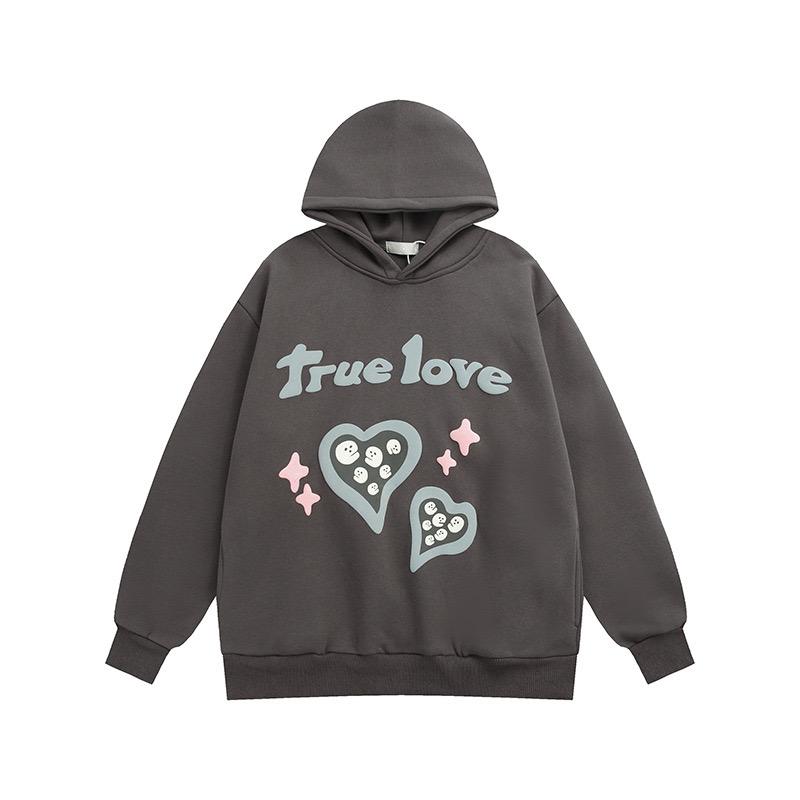 Graffiti Letter Foam Fleece Baggy Sweatshirts Męskie Oversize High Street Casual Hooded Hoodie Unisex Pullover Loose Hoody