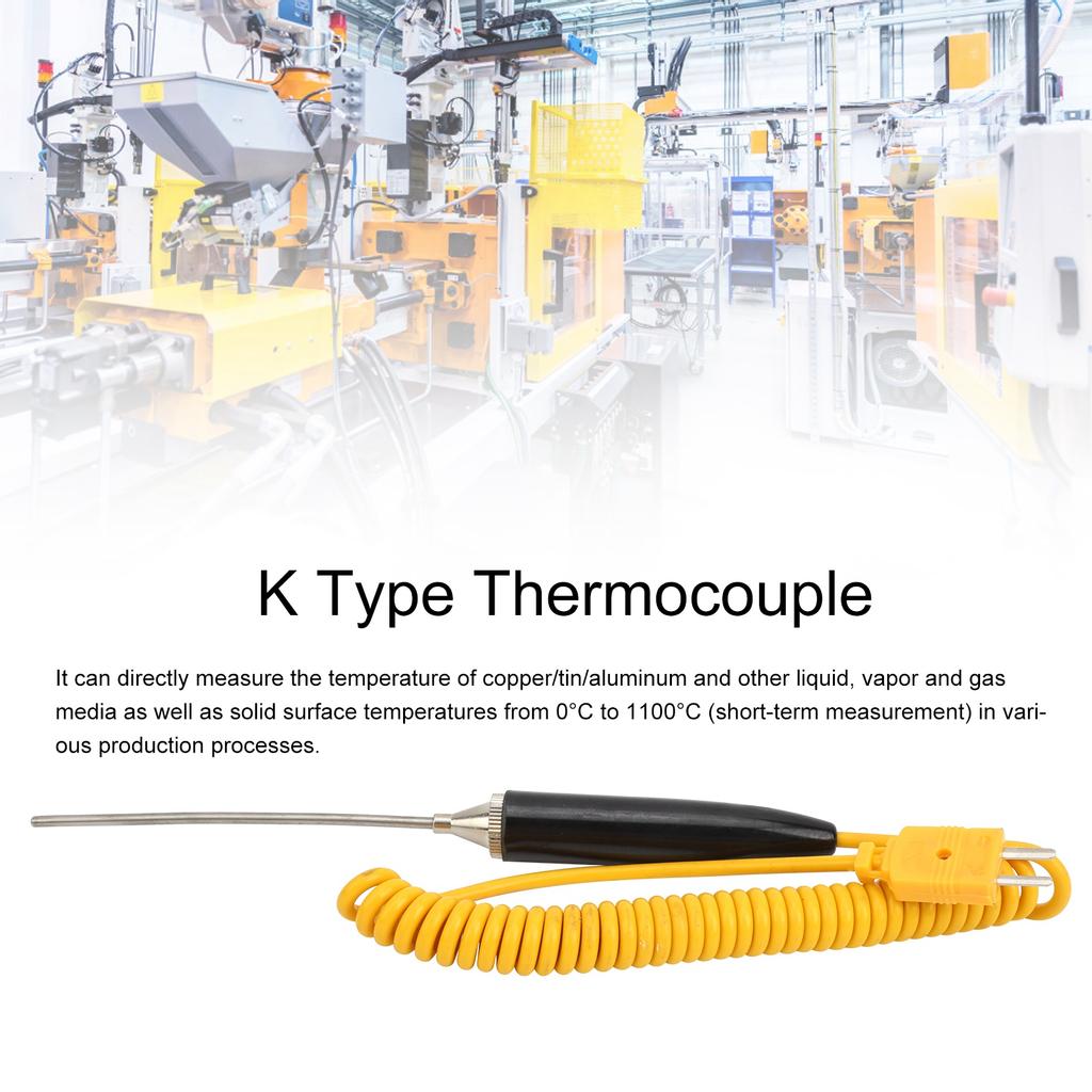 3x100mm K Type Thermocouple Probe Handheld Temperature Sensor for High Temperature Furnace