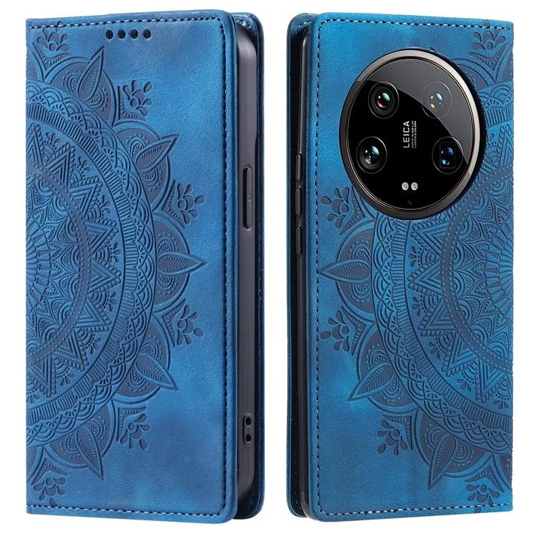 

For Xiaomi 14 Ultra Case PU Leather Mandala Flower Magnetic Closure Phone Cover