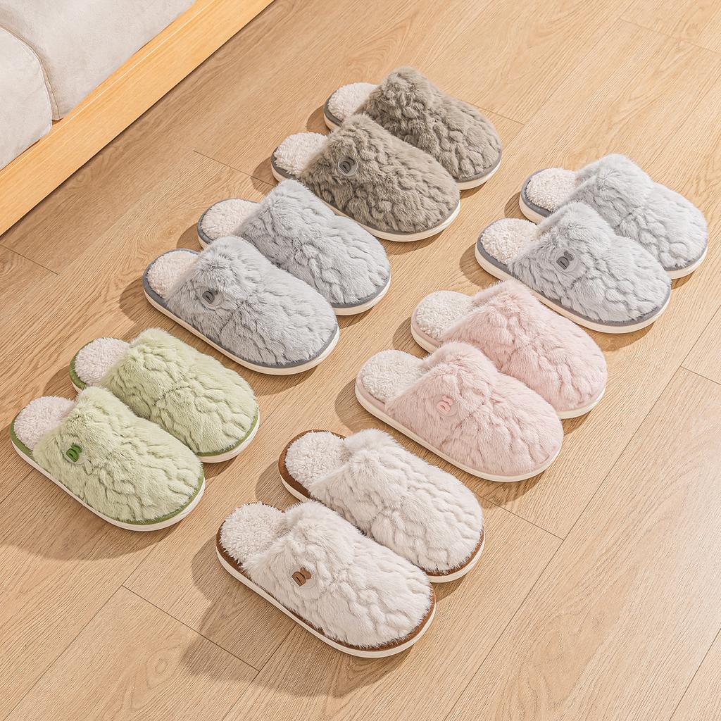 Women Home Slippers Plush Warm Thick Bottom Slides Cute Soft Non-slip Slippers Indoor Outdoor Men Casual Slippers