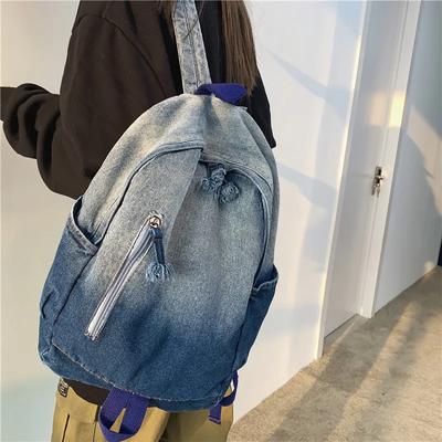 2023 Kreativer Rucksack mit Reißverschluss, Rucksack mit großem Fassungsvermögen, Denim-Tagesrucksack, doppelte Schultertasche für Freund, Geburtstag, Alltagstasche