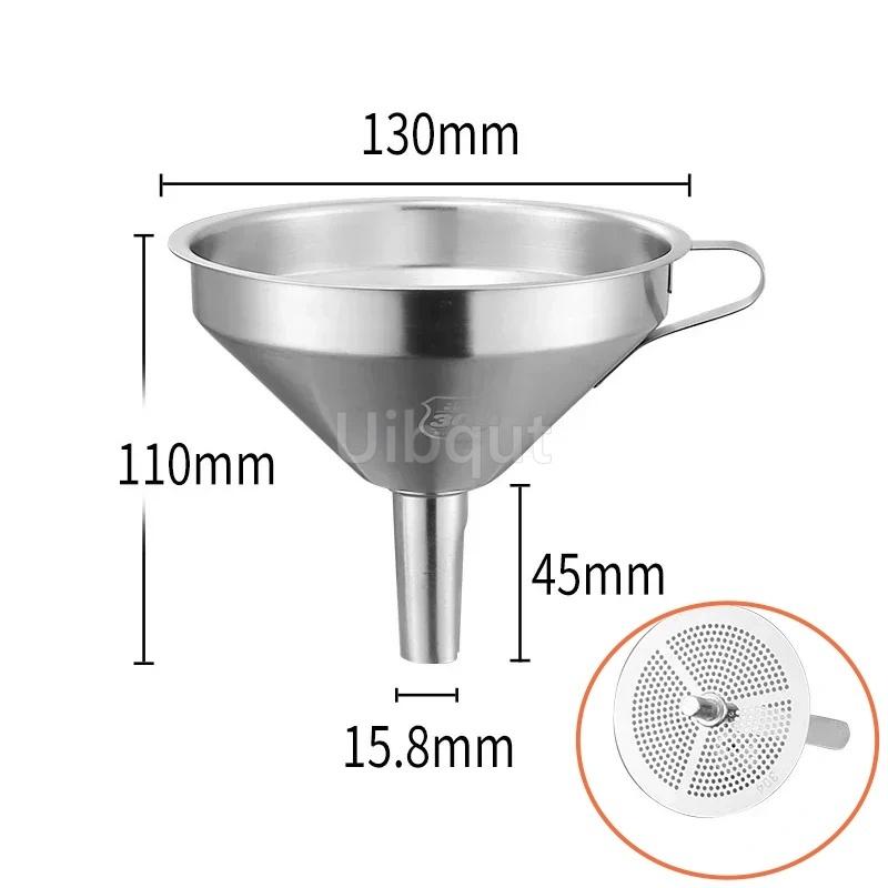 304 Stainless Steel Funnel Metal Wide Mouth Funnel With Strainer Mesh For Cooking Oil Liquid Spice Filter Home Kitchen Gadgets