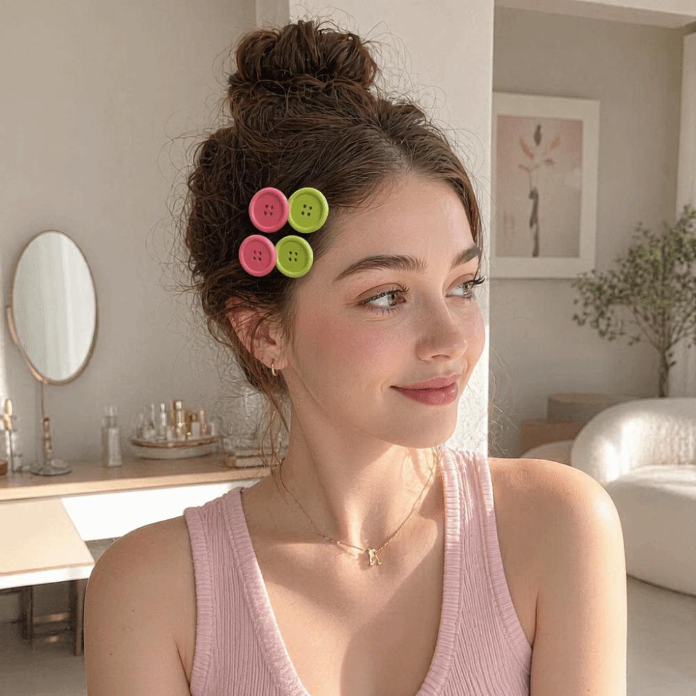 2pcs Oval Design Button Shape Hairpins Sweet Cute Barrettes Candy Color Hair Clip Daily Wear