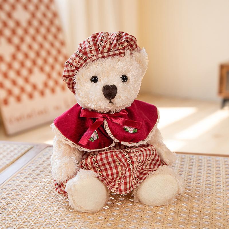 Niedlich Niedlich Angezogene Bärenpuppe Plüschtier Pastorales Blumenkleid Teddybärpuppe Puppe