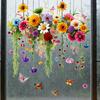 Window Sticker Double Sided Design Glass Decals Waterproof PVC Chrysanthemum Pattern Sticker Home Wall Decor