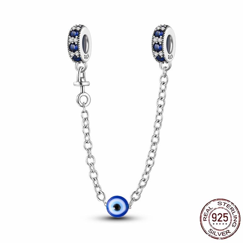 Stříbrný Křišťálový Pavé Bezpečnostní Řetízek Pevný Klip Pramen Přívěsek Vhodný pro Ženy Náramek Stříbrné Šperky Párty Narozeninový Dárek