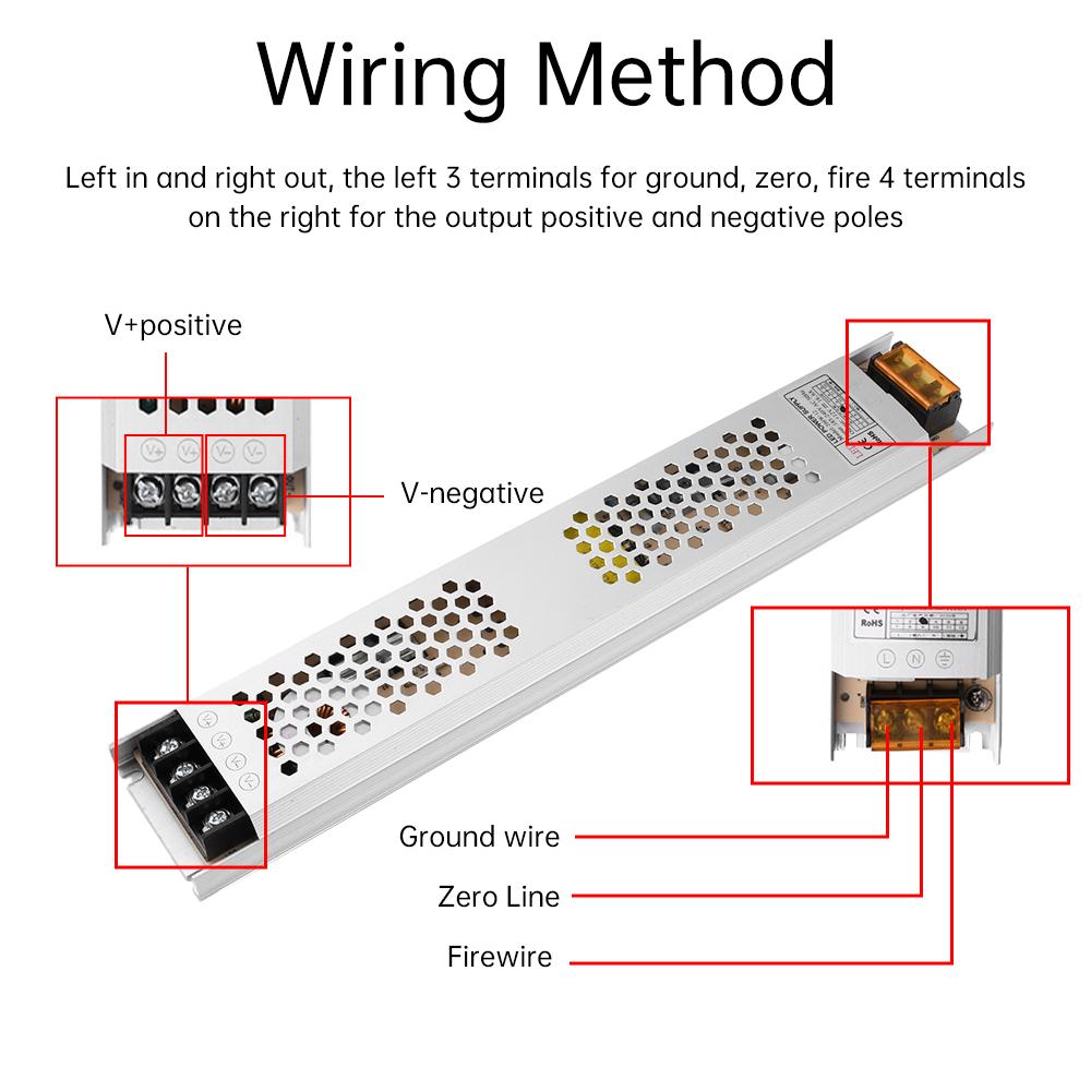 Ultra Thin Driver LED Strip Voltage Stabilizing Power Supply Lighting Transformers DC 220V To 12V 60W 100W 200W