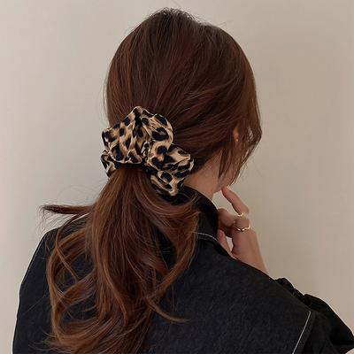 Koreanischer großer Leoparden-Scrunchie für Damen, elastische Haarbänder, schlichtes Vintage-Haarseil, Haargummis, Kopfschmuck, Haarschmuck für Mädchen