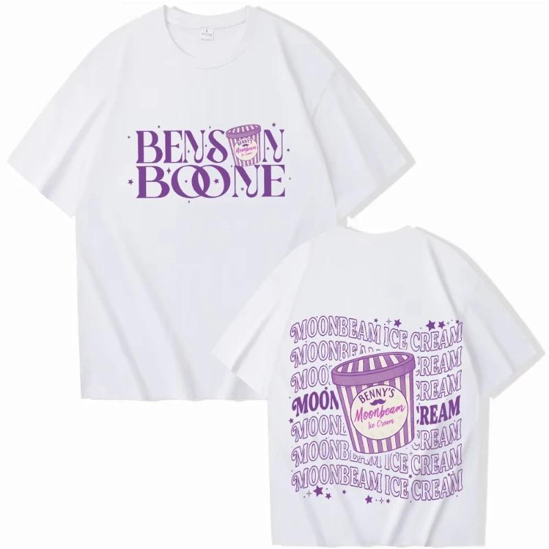 Summer Benson Boone Moonlight Ice Cream Men's Cotton Printed T-shirt Tour Merch Pullover Oversize Top