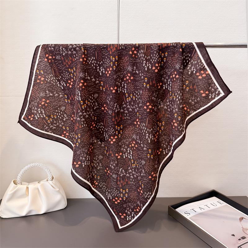 Trendy Print Square Scarf For Women Cotton Velvet Neck Scarf Shawl Warp Elegant Neckerchief Bandanas Ladies Hijab