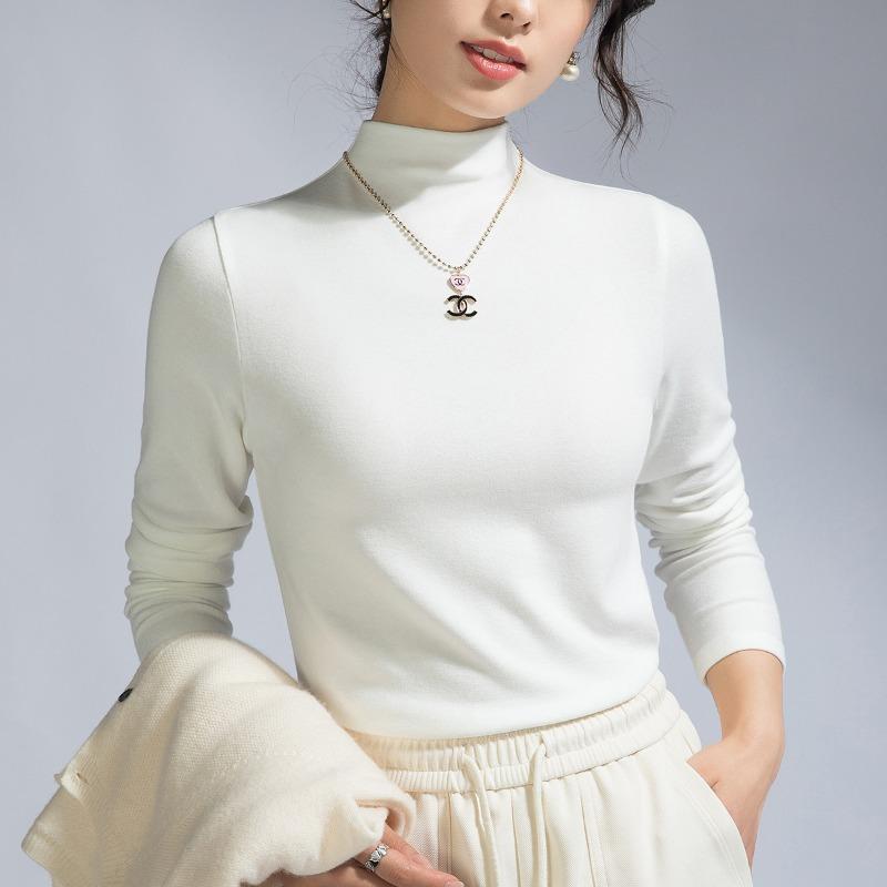 Summer Women's New Worsted Merino Wool Semi-turtleneck Knitted Sweater/long-sleeved T-shirt Women's Machine Washable