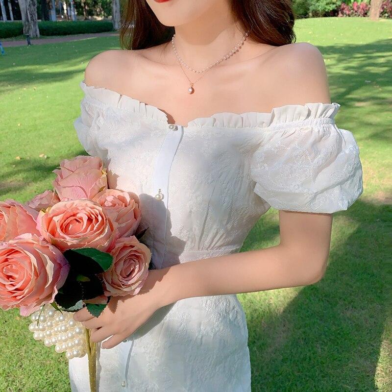 Buy 21 Summer White Elegant Midi Dress Women Short Sleeve Vingate Floral Dress Female Evening Party Basic One Piece Dress Korean At Affordable Prices Free Shipping Real Reviews With Photos Joom