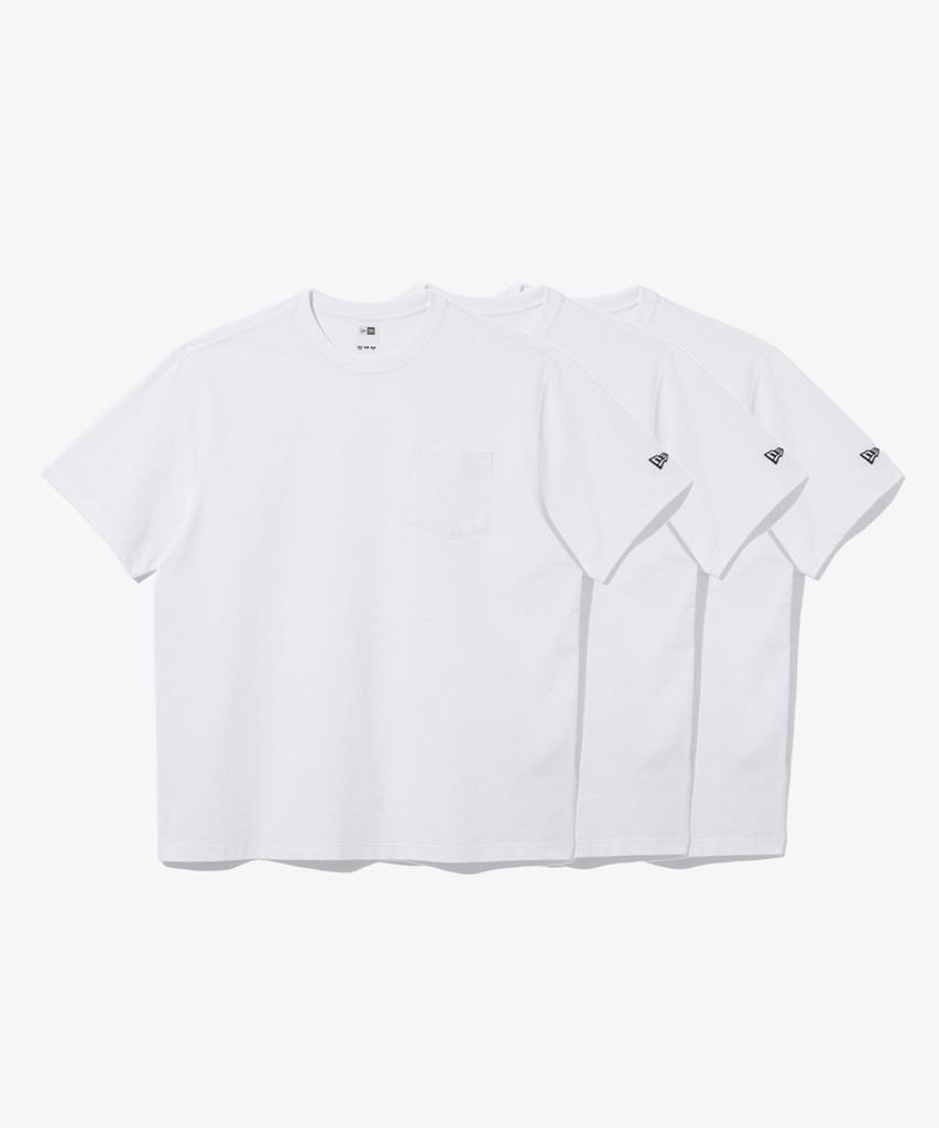 New Era Lightera Essential 3-Pack Pocket Short Sleeve T-Shirt White
