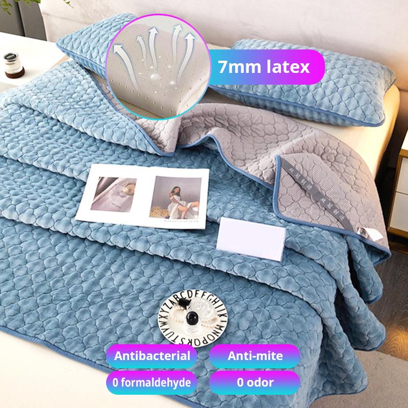 3PC Waterproof Non-silp 7mm Latex Mattress Cover Pad Washable Latex Mat Bed Cover for Single Double Bed Topper