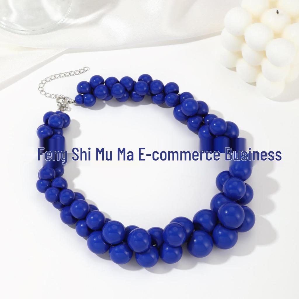 European Acrylic Beaded Necklace: Bold High-End Fashion Statement for Women