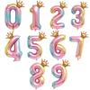 32-Inch Gradient Crown Number Foil Balloon for Children's Birthday Party Decorations