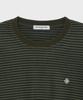 SLOW RECORD HOUSE Striped Short Sleeve T-Shirt_Khaki