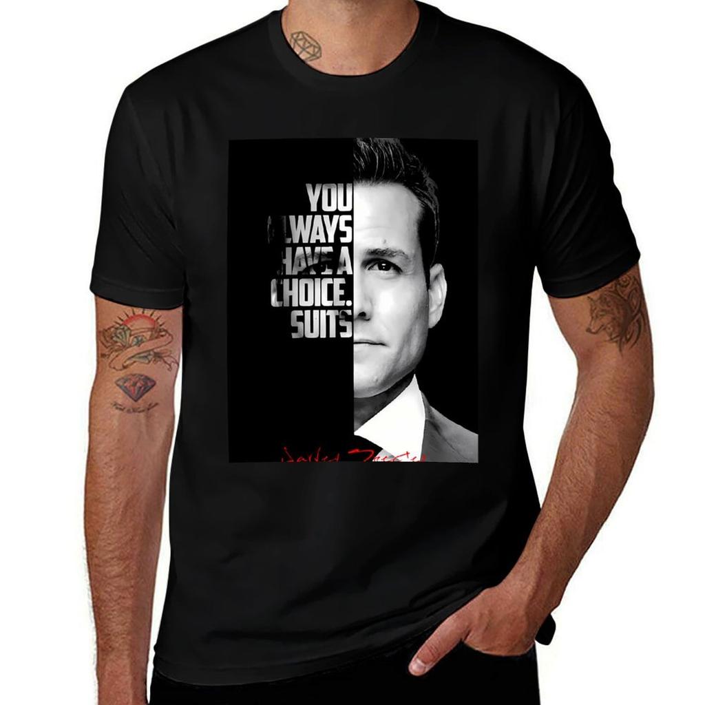 Black And White Harvey Specter Quote Tshirt Classic Graphic Short Sleeve Top