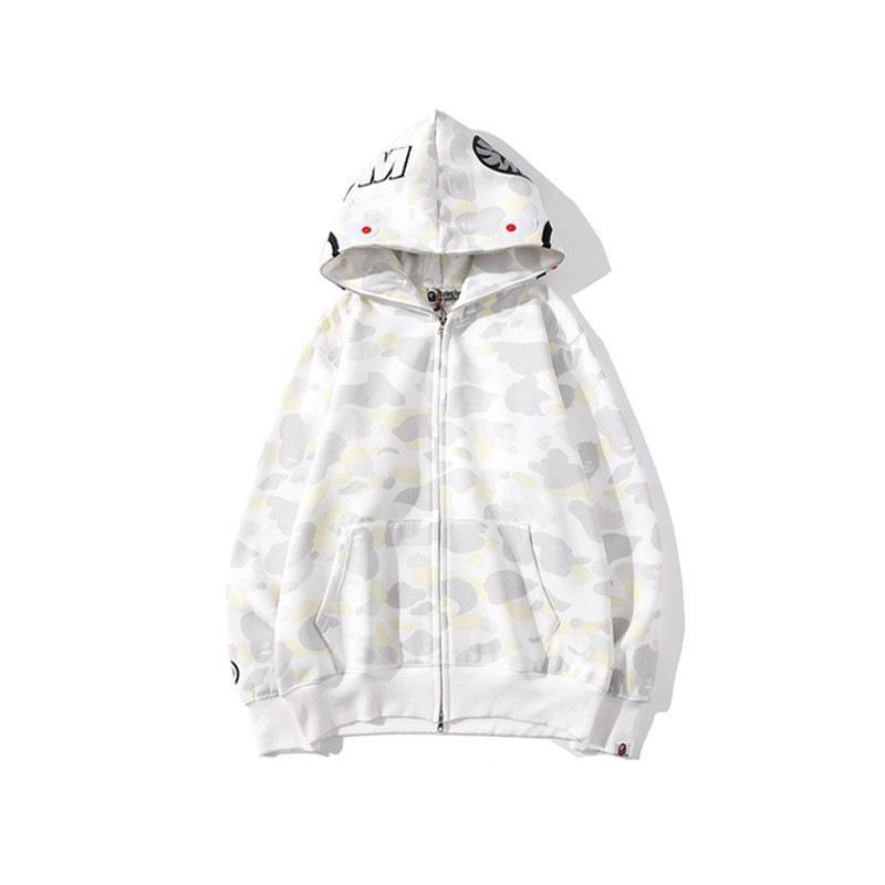 2024 Shark Head 3D Print Hoodie for Men & Kids - Camouflage Zip-Up Sweatshirt
