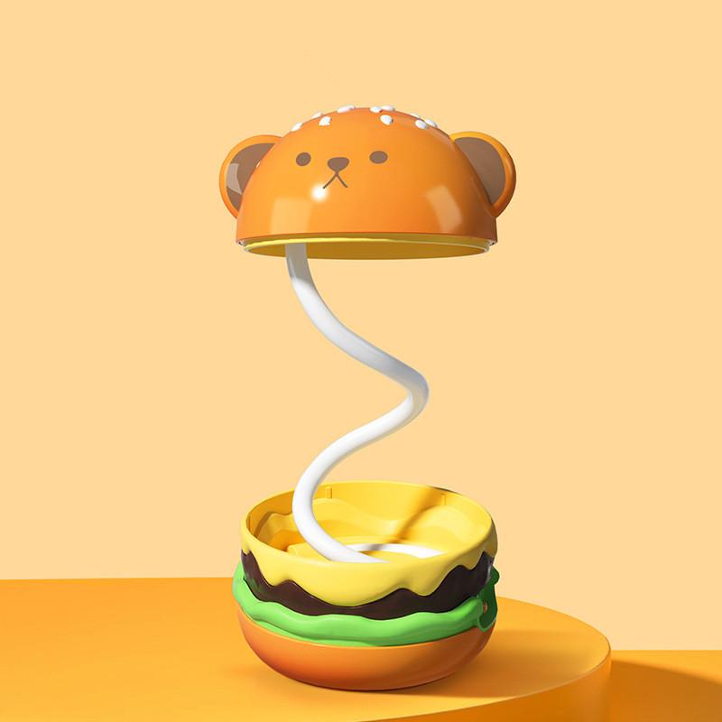 

Hamburger Bear Nightlight Bedroom Sleep Light Bed Light Dormitory Desk Lamp Desk Decorative Table Lamp Eye Protection помаранчевий
