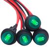 Mankk 4Pcs Round Rocker Switch 12V Waterproof Toggle Switch SPST 3 Pin ON/Off Blue LED Lighted with Pre-soldered Wires for Car Auto Boat Trucks