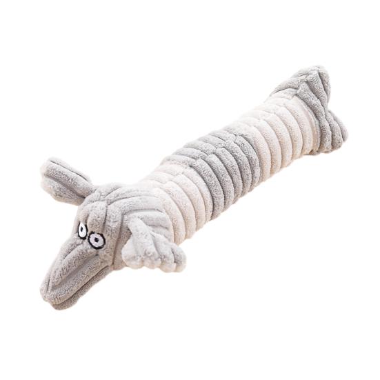 Plush Animal Dog Toy Interactive Toy Soft Stuffed Squeaky Chew Long Cow Elephant Tug-of-War Toy серый