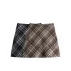 Women's Plus Size Plaid Wool A-line Skirt – Spring & Autumn, Anti-Exposure, Slimming, Thickened, Hip-Hugging, Short Skirt for Chubby Girls.