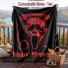 Custom Text Flannel Throw Blanket, Lightweight Cozy Bed Sofa BlanketScream Ghostface