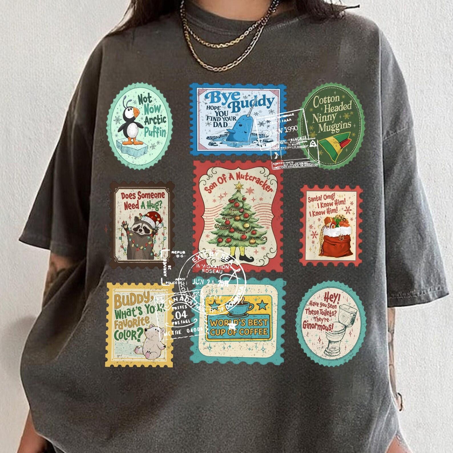 Christmas Classic Movie Tee, Elf Stamps Shirt, Bye Buddy Hope You Find Your Dad Tshirt, Christmas Classic Movie Tee, Xmas Classic Movie 90s M