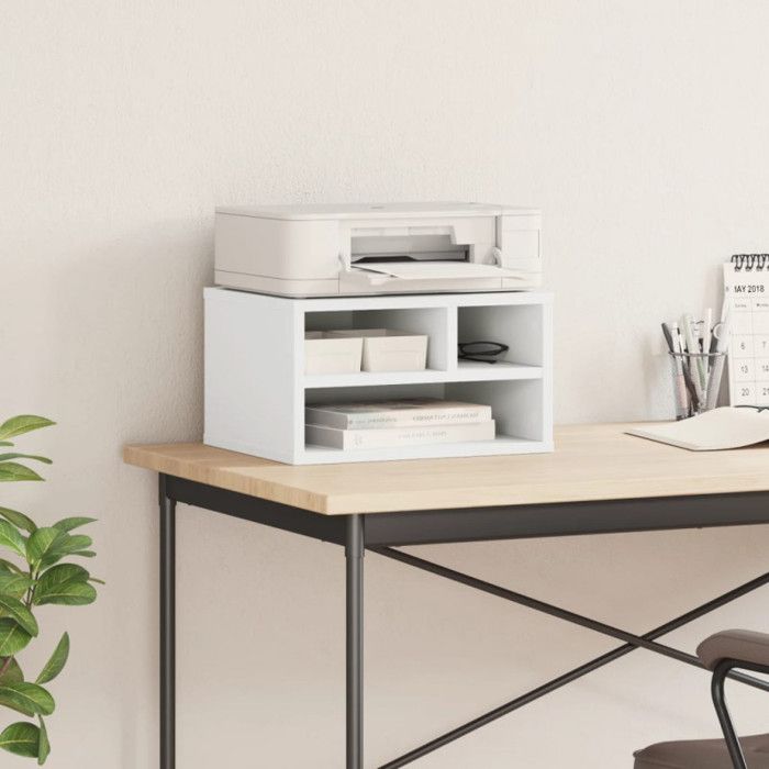 Support d imprimante blanc 40x32x22,5 cm bois d ingénierie