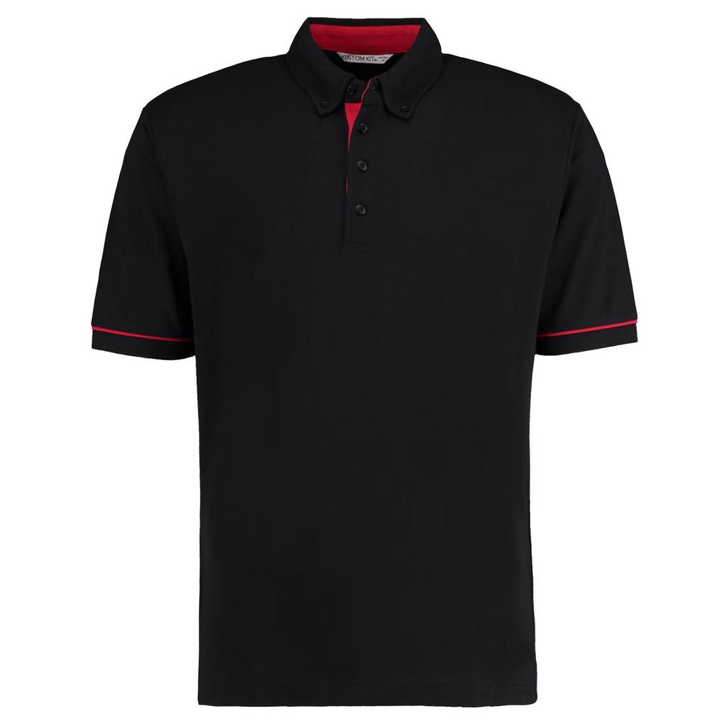 Kustom Kit Mens Button Down Contrast Short Sleeve Polo Shirt