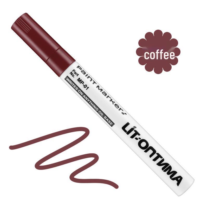 Waterproof Car Touch-Up Paint Pen - Oil-Based Metallic Marker for Precise Marking кофейный