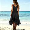Vestido Casual Retro da Moda Feminino com Cordão e Renda