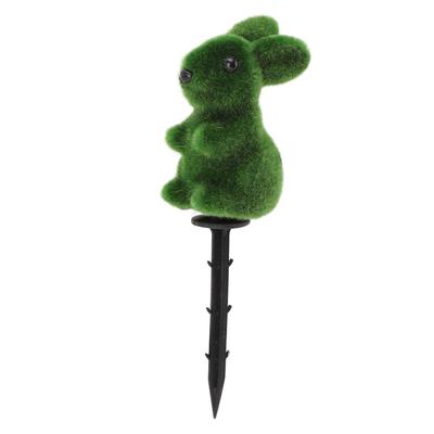 Easter Green Bunny Figurine with Garden Stake Artificial Green Rabbit Statue Garden Decorative Ornament for Planter Tabletop Easter Party Gifts