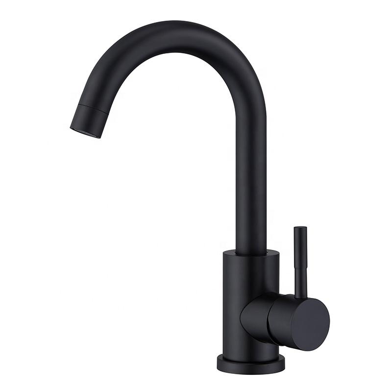Contemporary Blackened Stainless Steel Single Handle Kitchen Sink Faucet-Modern Hot Cold Water Mixer Tap for Hotel and Home Use (as the picture,Nickle)
