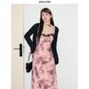 Julu Studio "Flower Dream Summer" Slightly Oversized Girls Pure Desire Lace Stitching Printing Suspender Skirt Plus Size Dress