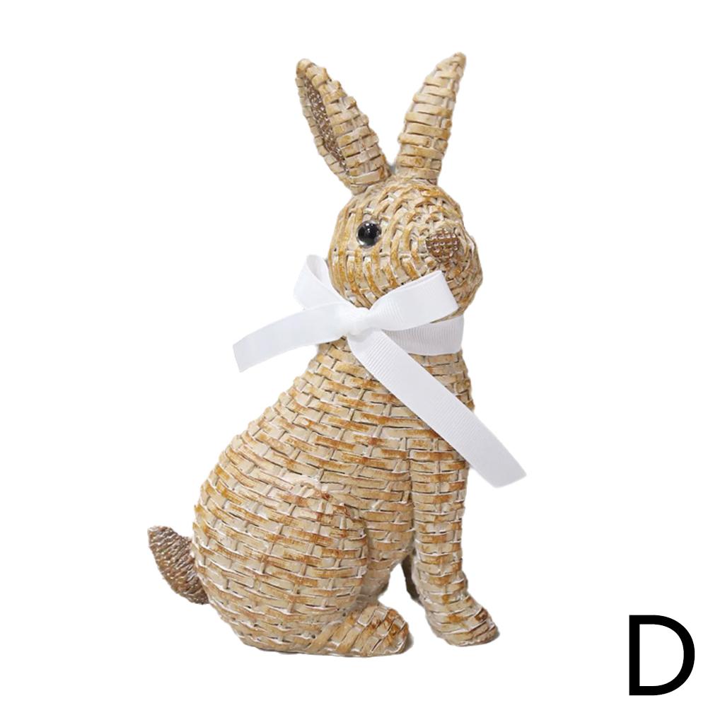 

Милый кролик настольный декор скульптура смола ротанг настольные фигурки кролика уличное искусство для газона F1G0 Brown-sit