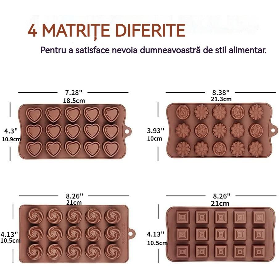 4-Form Silikonform, Verschiedene Stile, Braun, 22,5x10,5x5cm, Backform, Hitzebeständiges Silikon, Antihaftbeschichtet, Wiederverwendbar