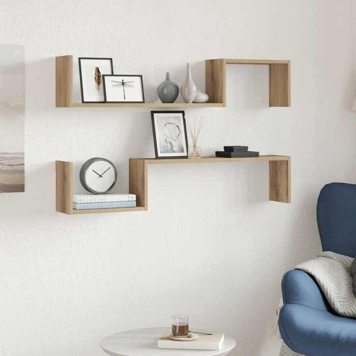 VidaXL Wall Shelves 2 Pcs Artisan Oak 100x15x20 Cm, Floating Shelf, Laundry Shelf, CD Shelf, 856613