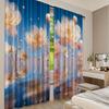 Flat Printing Window Drapes Floating Floral Dreamscape Digital Printed Polyester Family Party Use Event Curtains Set Of 2 Made
