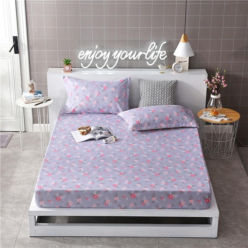 Luxurious Bedding Fitted Sheet Floral Flower Pillowcase Bed Cover With Elastic Cover