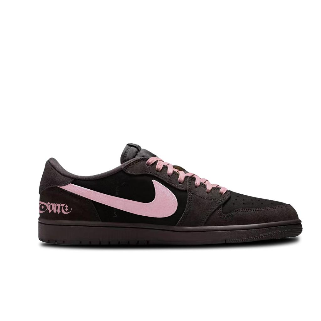 Travis Scott x Jordan Air Jordan 1 Tlumení Protiskluzové Nízké Vintage Basketbalové Boty Unisex Růžové Hnědé DM7866-202(tým-)