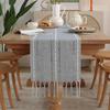 1Pc Linen Tassel Table Runner Rustic Farmhouse Style Tablecloth For Baby Shower Birthday Party Decoration Wedding Table Supplies