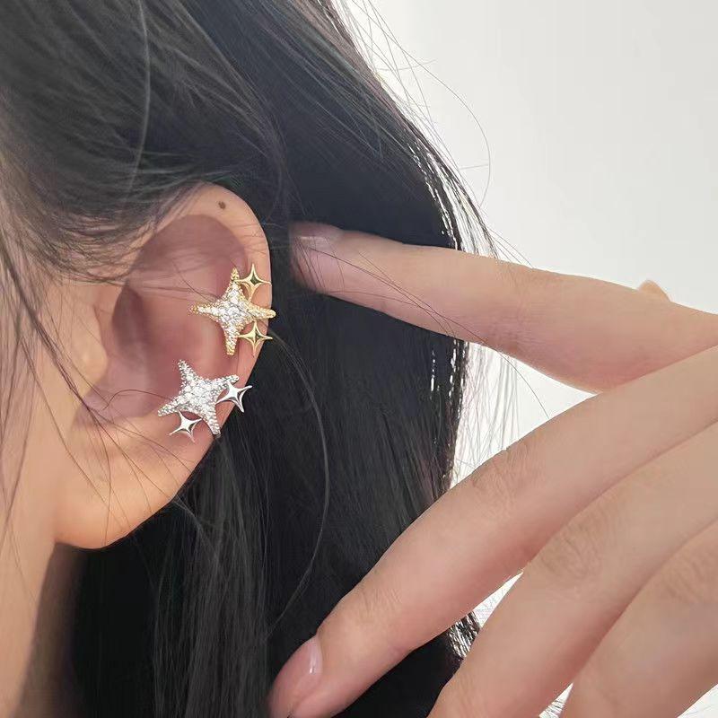 Fashion Star Ear Clip Earrings Gold Silver for Women