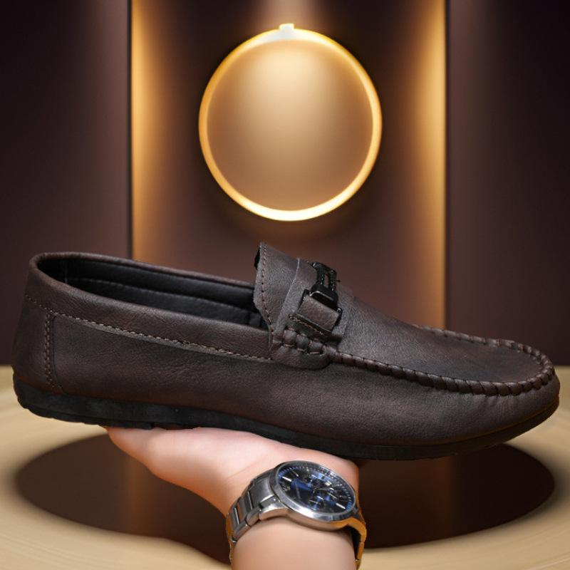 

Повседневная обувь мужская осенняя новая британская обувь Doudou с мягкой подошвой и низким верхом, корейская версия, модные облегающие туфли для вождения 44